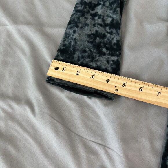 J. Jill Sz L Crushed Velvet Blouse V-Neck Shirred Back Long Sleeve Green Holiday - Picture 6 of 7